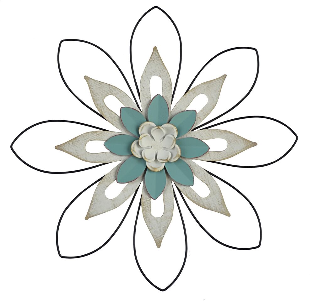 8158 20 inch metal flower wall decor art ,wood composite wall decor art